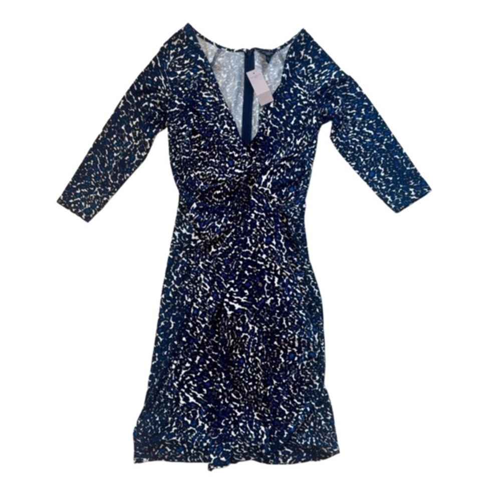 Ann Taylor Navy and White Long Sleeve Wrap Style Dress